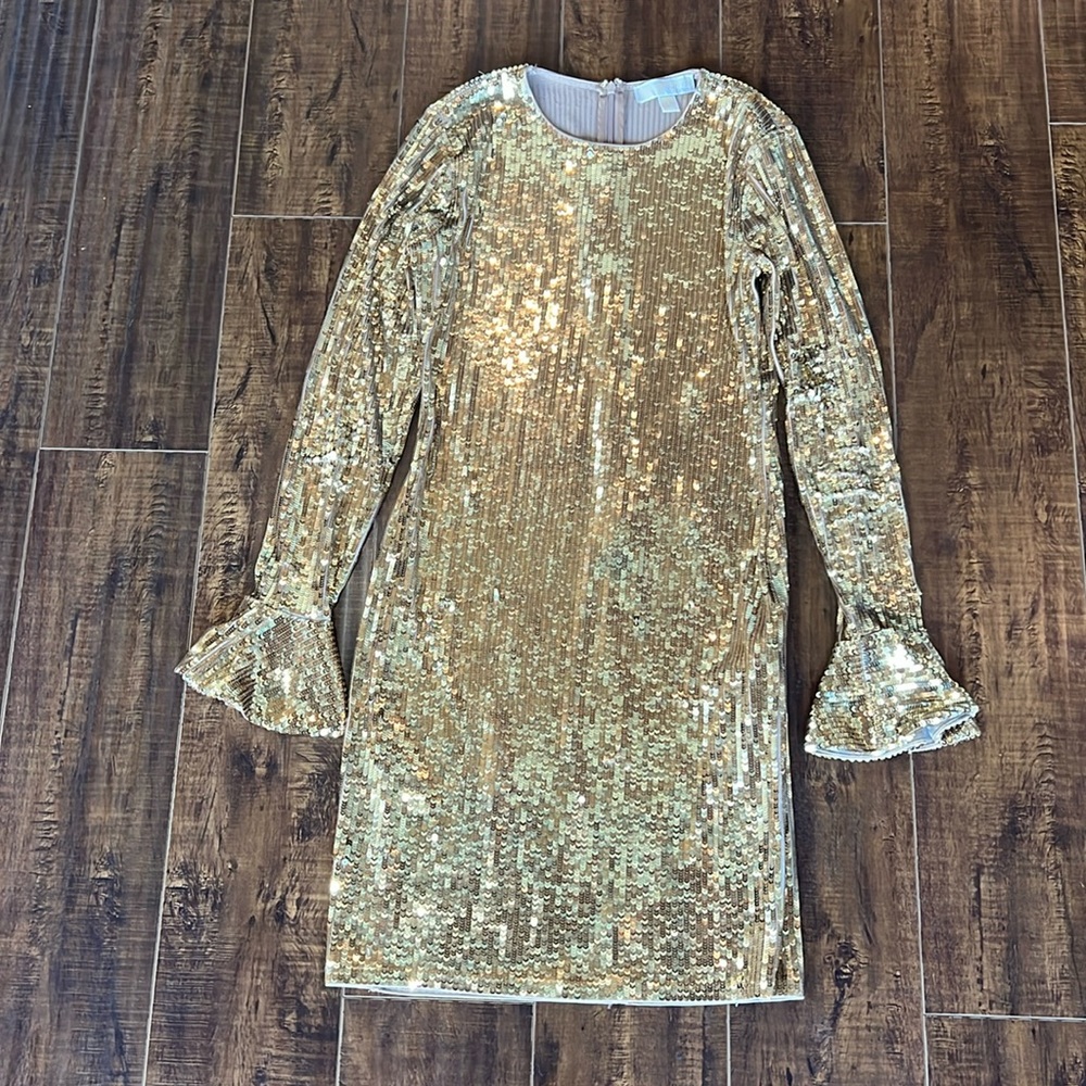 Michael by Michael Kors Gold Sequin Mini Dress. Size S. Worn ONCE!